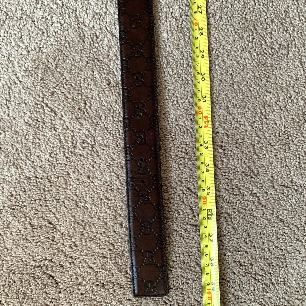 G1047 Gucci unisex 90 cm 36 inch signature monogram brown leather belt - Picture 4 of 4